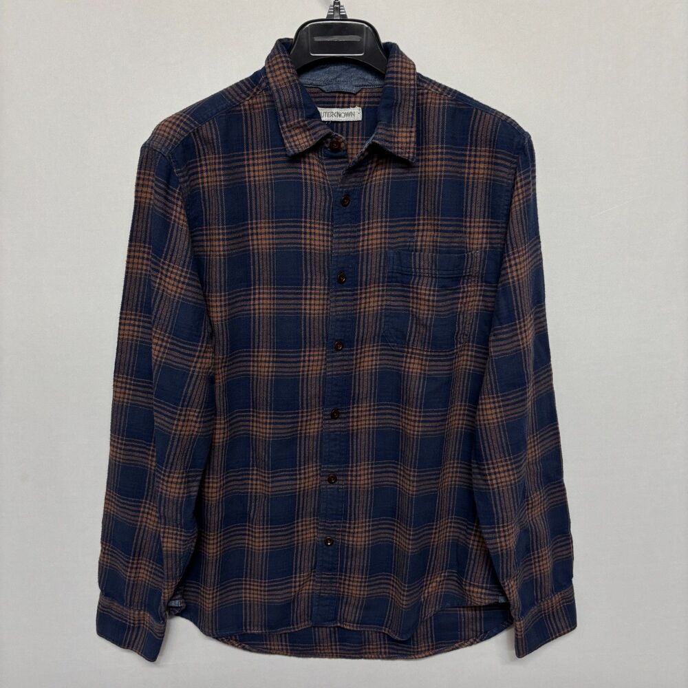 Outerknown Men Thick Blanket Flannel Shirt Overshirt Size Large Plaid C138 -18